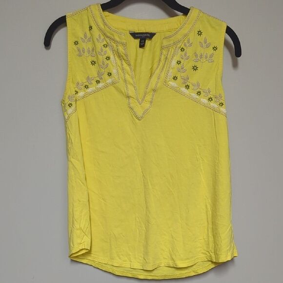 Banana Republic Yellow Embellished Tank Top - Picture 1 of 7